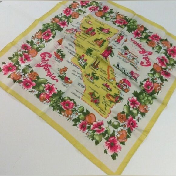 California USA Scarf  Souvenir Square USA Vintage - Picture 2 of 11